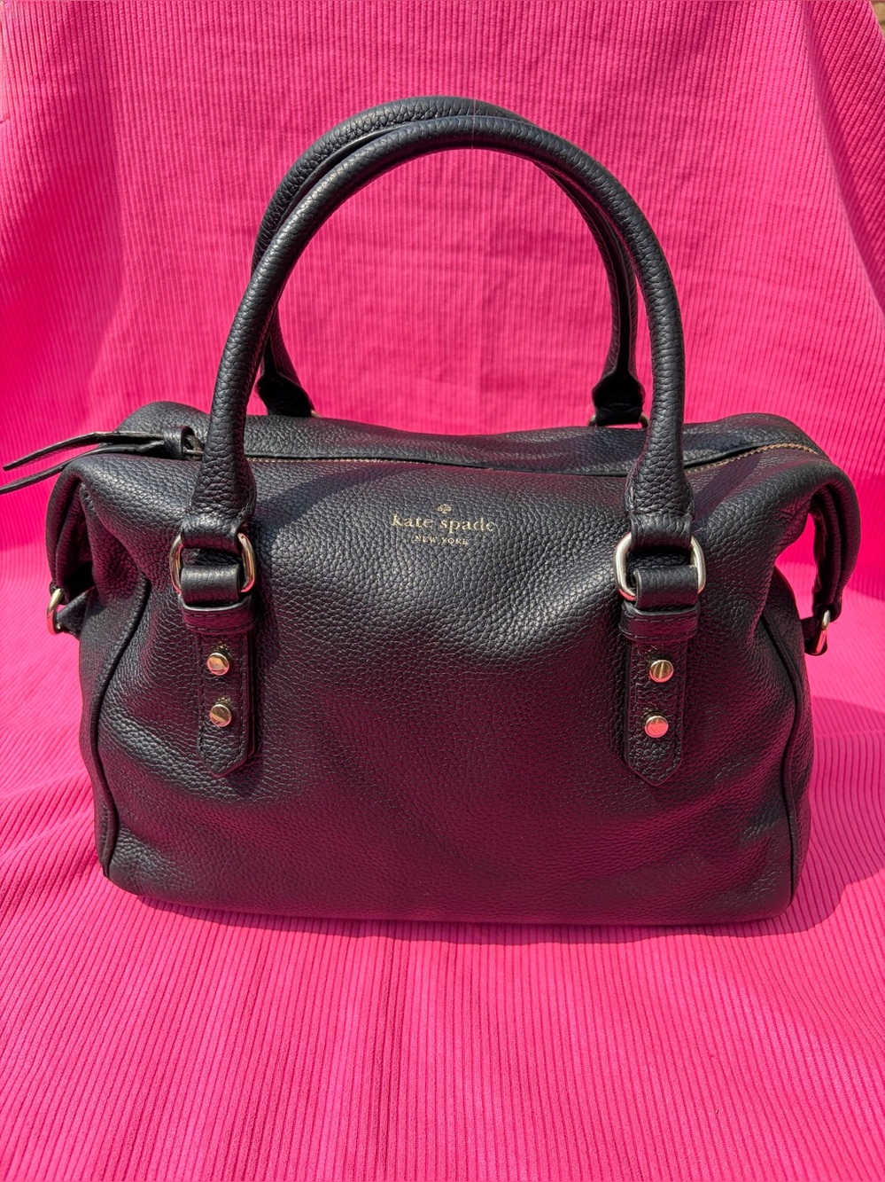 Kate Spade New York Julianne Satchel in Black Pebbled Leather